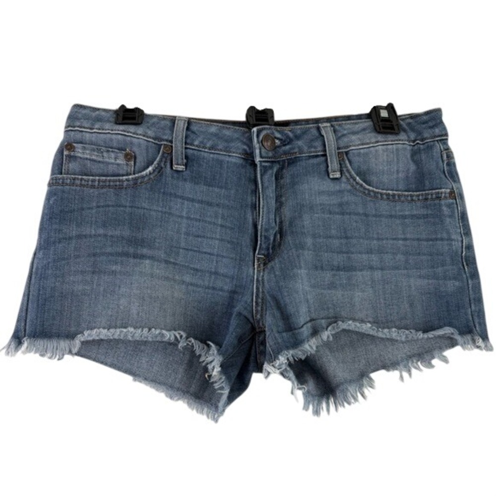 Just‎ Black Denim Medium Wash Raw Hem Cut Off Shorts SF43H-3 Size 28